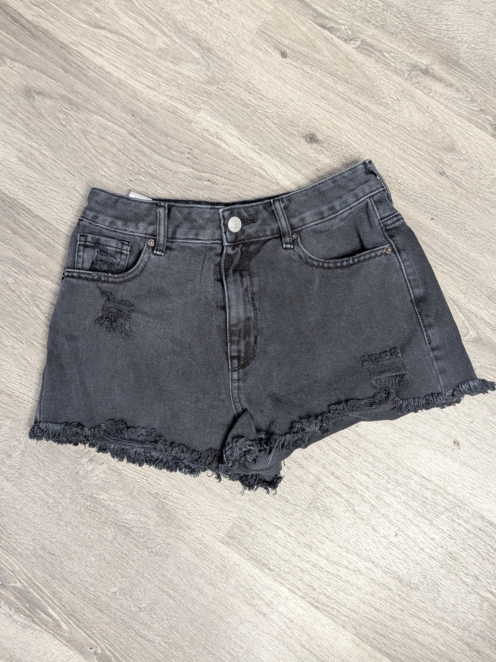 PacSun Black Distressed Frayed Hem Jean Shorts